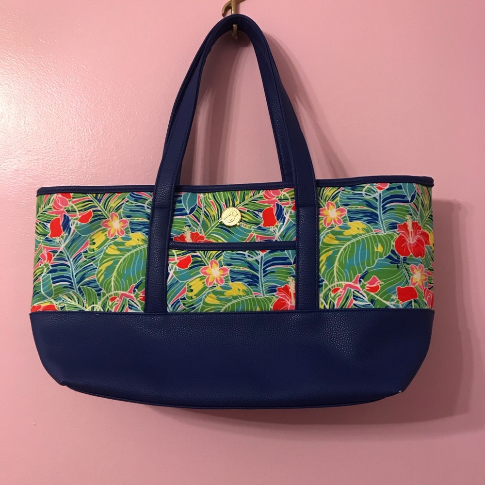 Birdie Balou golf Tropical Floral Blue Tote Bag